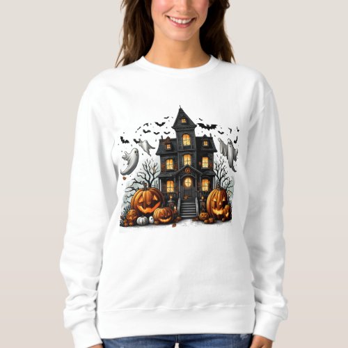 Spooky Halloween with pumpkins and ghosts Sweatshirt