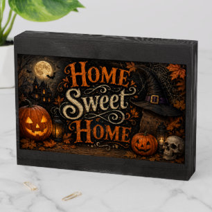 Spooky Halloween Wooden Mantle Box Sign