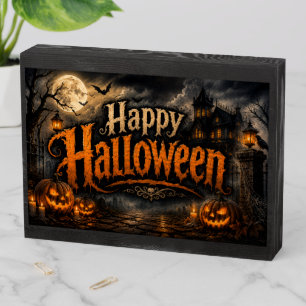 Spooky Halloween Wooden Mantle Box Sign
