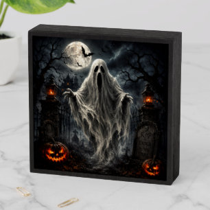 Spooky Halloween Wooden Mantle Box Sign