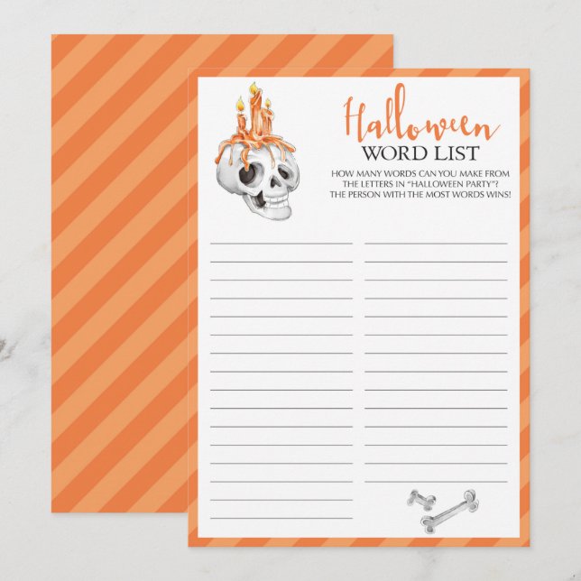 Spooky Halloween Word List Game Cards (Front/Back)