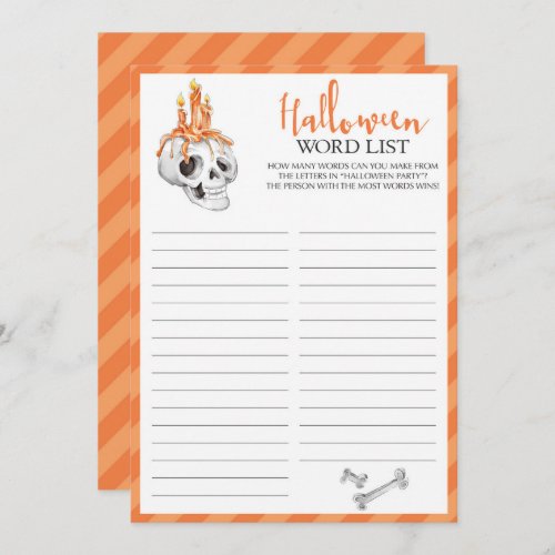 Spooky Halloween Word List Game Cards