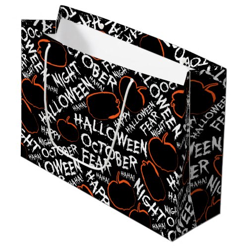 Spooky Halloween words party tiled pattern Large Gift Bag