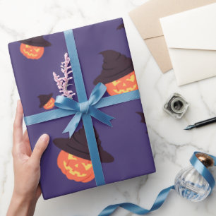 Spooky Halloween Wrapping Paper – Pumpkin & Bats
