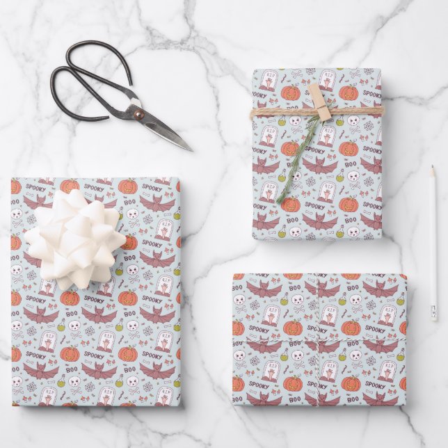 Spooky Halloween Wrapping Paper Sheets (Front)