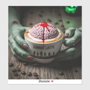 Spooky Halloween Zombie Latte Sticker