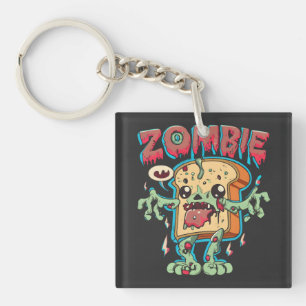 Spooky Halloween Zombie Toast Funny Halloween Gift Keychain