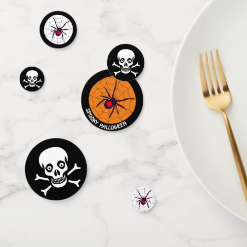 Spooky Hallowen Black Widow Spider Skull  Bones Confetti