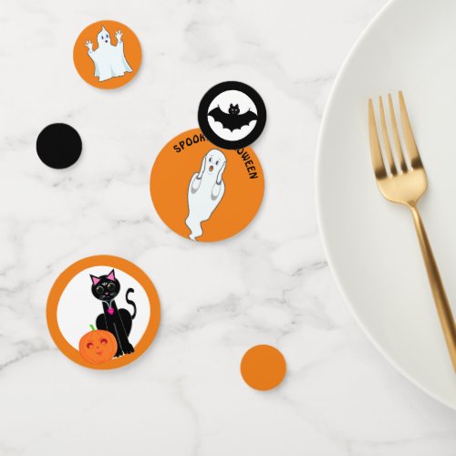 Spooky Hallowen cat pumpkin ghosts   bats Confetti