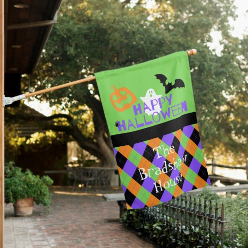 Spooky Happy Halloween Argyle House Flag