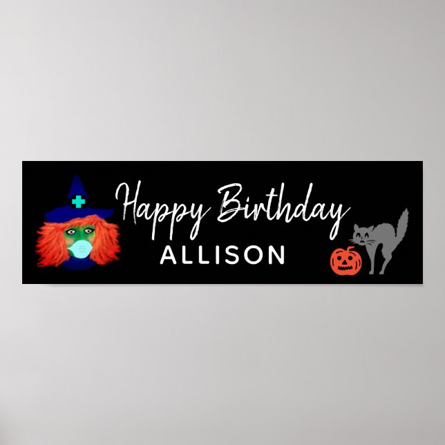 Spooky Happy Halloween Birthday Party Personalized Poster (Front)