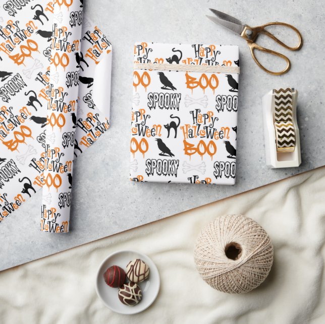 Spooky Happy Halloween Boo Gift  Wrapping Paper (Crafts)