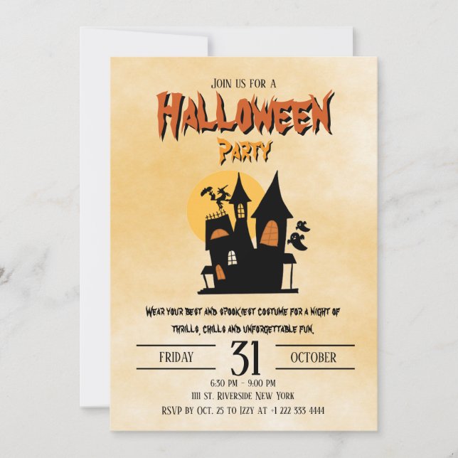 Spooky Happy Halloween Costume Party Invitation 2 (Front)