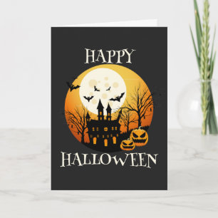 Spooky Happy Halloween Haunted House Card