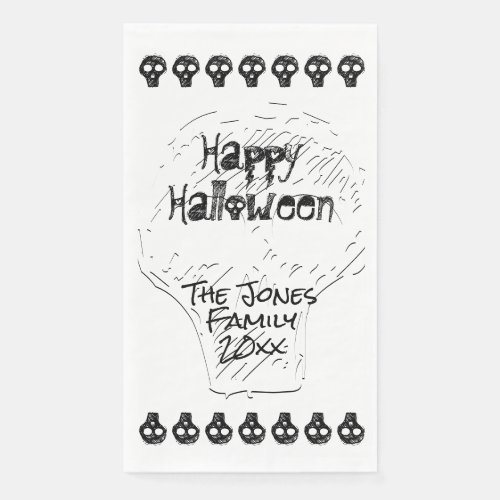 Spooky Happy Halloween Lettering  Black White Paper Guest Towels
