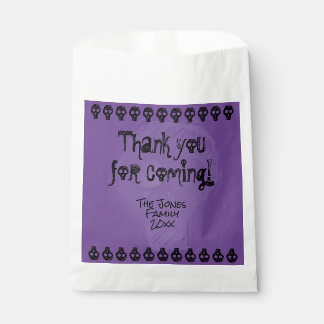 Spooky Happy Halloween Lettering | Purple/Black Favor Bag (Front)