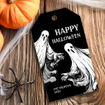 Spooky Happy Halloween Party Treat with ghosts Gift Tags<br><div class="desc">Spooky tag for a Halloween party with two ghosts. 
Please check the matching collection for COORDINATING ITEMS.
Original artworks by PUPSIKU STUDIO. 100% unique products.</div>