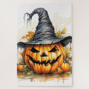 Spooky Happy Halloween Pumpkin Jigsaw Puzzle