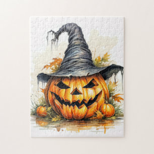 Spooky Happy Halloween Pumpkin Jigsaw Puzzle