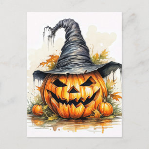 Spooky Happy Halloween Pumpkin Postcard