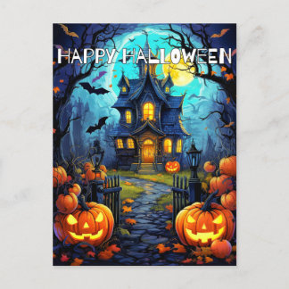 Spooky Happy Halloween Pumpkins Postcard