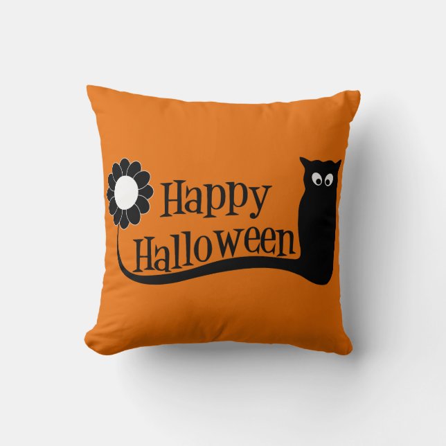 Spooky  Happy Halloween Throw Pillow (Front)