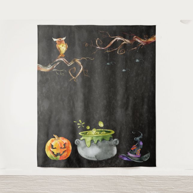 Spooky Happy Halloween Whimsical Photo Backdrop (Front)