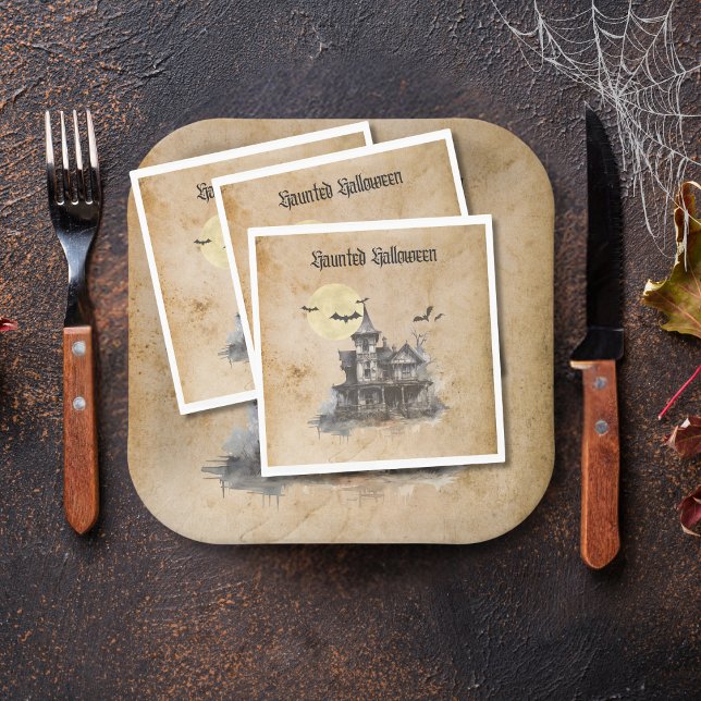 Spooky Haunted Castle Halloween Party Napkins (Creator Uploaded)