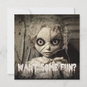 Spooky Haunted Doll Adult Invitation
