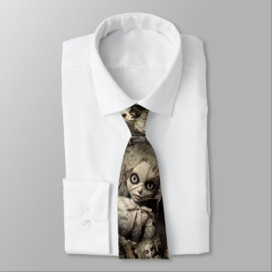Spooky Haunted Doll Retro 80s Horror Style Neck Tie