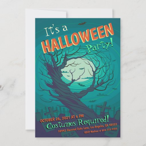 Spooky Haunted Forest Halloween Costume Party Invitation | Zazzle