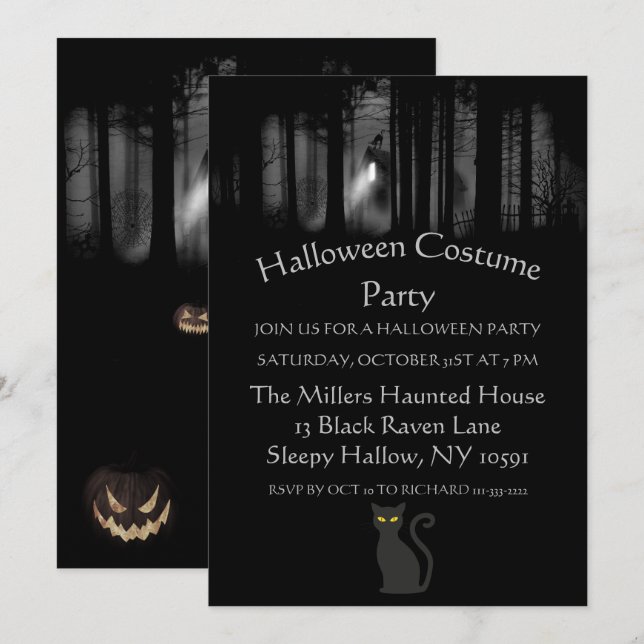 Spooky Haunted Forest Halloween Party Invitation (Front/Back)