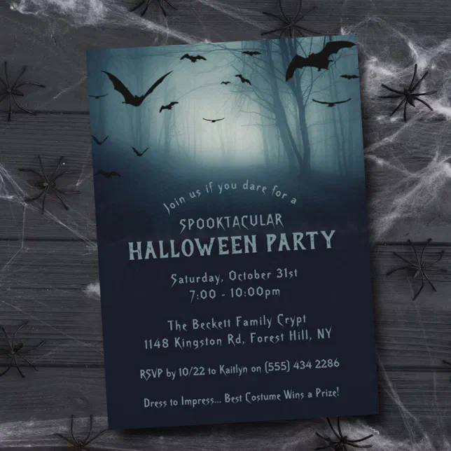 Spooky Haunted Forest Halloween Party Invitation | Zazzle