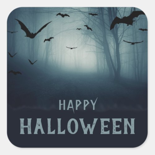 Spooky Haunted Forest Halloween Party Square Sticker