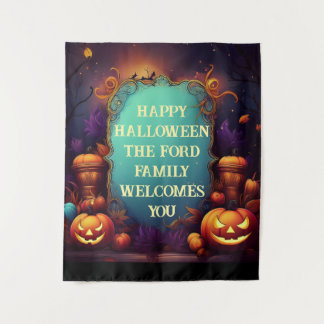 Spooky Haunted Halloween Personalized Greetings Tapestry