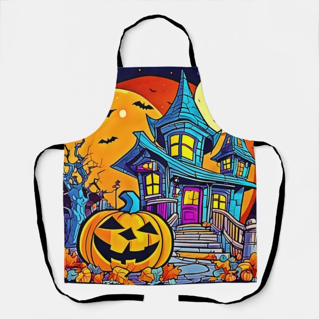 Spooky Haunted House Artwork Apron (Front)