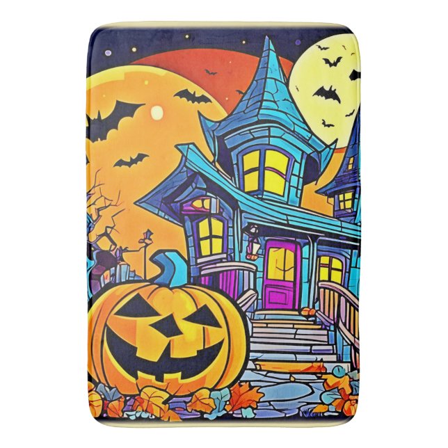 Spooky Haunted House Artwork Bath Mat (Front Vertical)