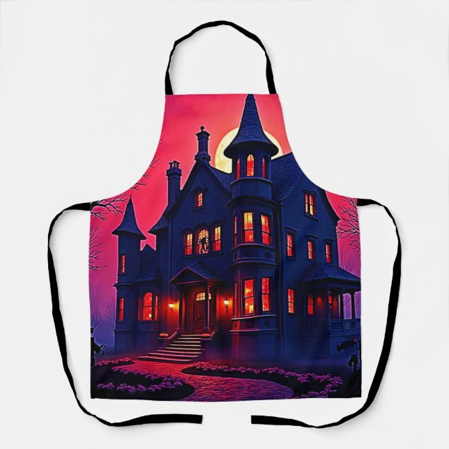 Spooky Haunted House at Dusk Design Apron (Front)