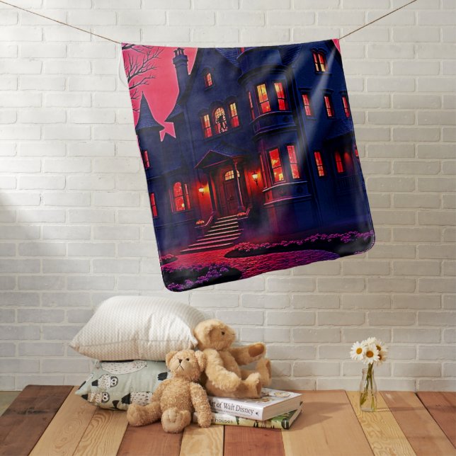 Spooky Haunted House at Dusk Design Baby Blanket (In Situ)