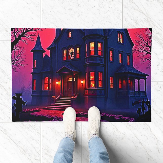 Spooky Haunted House at Dusk Design Doormat (Indoor)
