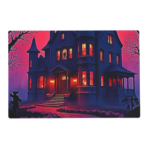 Spooky Haunted House at Dusk Design Placemat