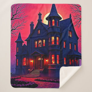 Spooky Haunted House at Dusk Design Sherpa Blanket