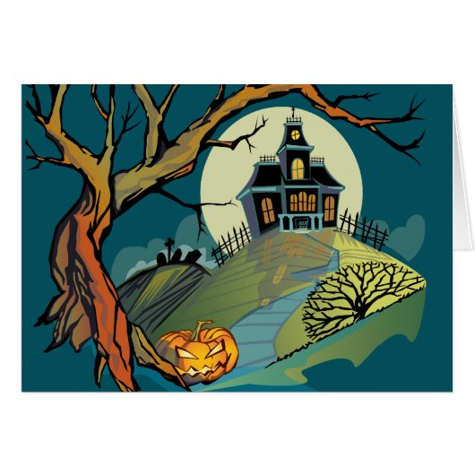 Spooky Haunted House Cards (Front Horizontal)