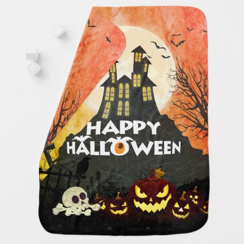 Spooky Haunted House Costume Night Sky Halloween Baby Blanket