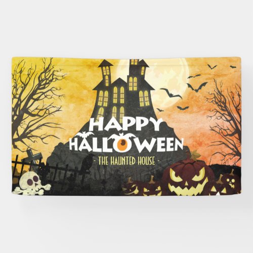 Spooky Haunted House Costume Night Sky Halloween Banner