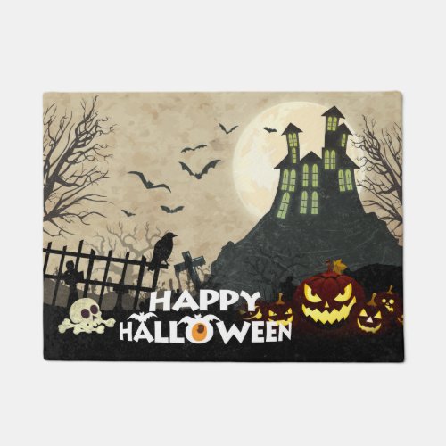 Spooky Haunted House Costume Night Sky Halloween Doormat