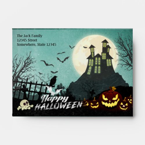 Spooky Haunted House Costume Night Sky Halloween Envelope