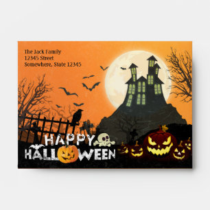 Spooky Haunted House Costume Night Sky Halloween Envelope