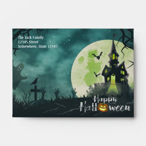 Spooky Haunted House Costume Night Sky Halloween Envelope