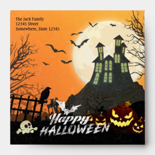 Spooky Haunted House Costume Night Sky Halloween Envelope